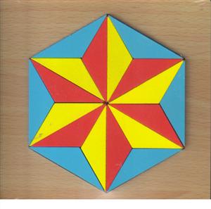 پازل چوبی  اشکال مختلف 15*15 (ستاره در شش ضلعی 18 تکه)(جورچین)